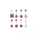 Multi-Pack Purple CZ Flower Titanium Belly Rings 8 Pack - 14 Gauge at Spencer's