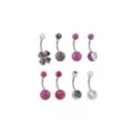 Multi-Pack Purple CZ Flower Titanium Belly Rings 8 Pack - 14 Gauge at Spencer's