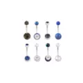 Multi-Pack Purple and Blue CZ Titanium Belly Rings 8 Pack - 14 Gauge at Spencer's