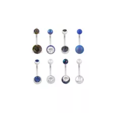 Multi-Pack Purple and Blue CZ Titanium Belly Rings 8 Pack - 14 Gauge at Spencer's