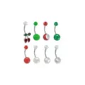 Multi-Pack Red and Green CZ Cherry Titanium Belly Rings 8 Pack - 14 Gauge at Spencer's
