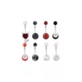 Multi-Pack Red CZ Devil Heart Spider Web Titanium Belly Rings 8 Pack - 14 Gauge at Spencer's