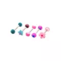 Multi-Pack Blue and Pink Novelty Charm Silver-Tone Barbells 5 Pack - 14 Gauge at Spencer's