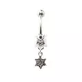 Purple CZ Flower Dangle Belly Ring - 14 Gauge at Spencer's