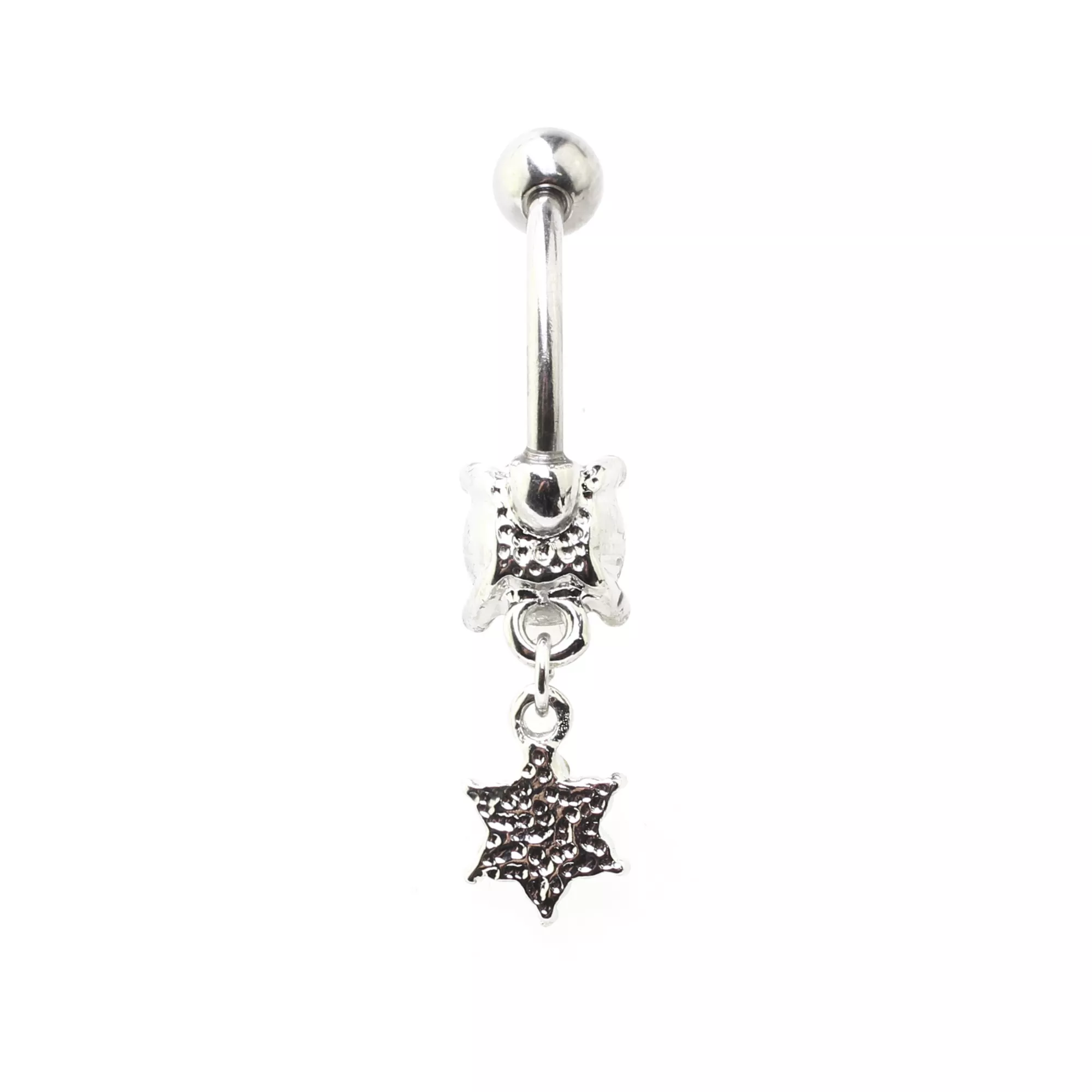 Purple CZ Flower Dangle Belly Ring - 14 Gauge at Spencer's