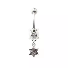 Purple CZ Flower Dangle Belly Ring - 14 Gauge at Spencer's