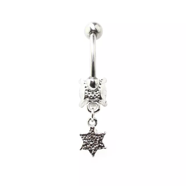 Purple CZ Flower Dangle Belly Ring - 14 Gauge at Spencer's
