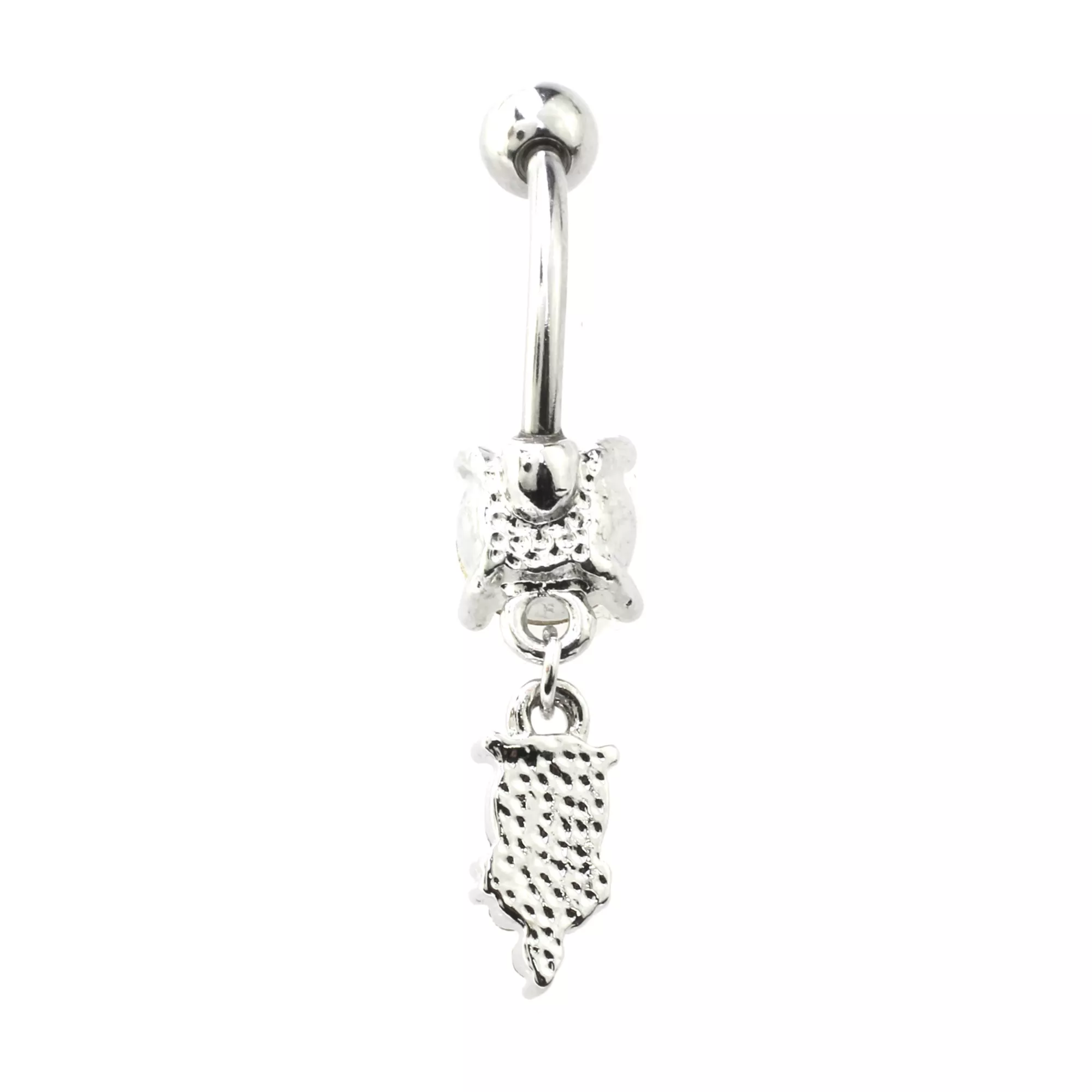 CZ and Opal-Effect Charm Dangle Belly Ring - 14 Gauge