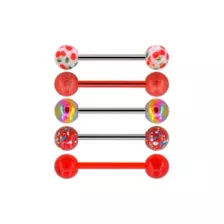 Multi-Pack Cherry Red Assorted Barbells 5 Pack - 14 Gauge at Spencer's