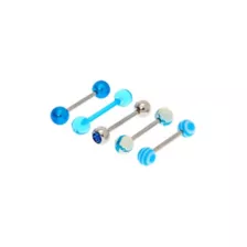 Multi-Pack CZ Blue Assorted Barbells 5 Pack - 14 Gauge at Spencer's