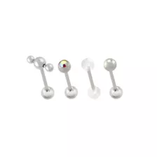 Mutli-Pack CZ Aurora Borealis-Effect Roller Titanium Barbells 4 Pack - 14 Gauge at Spencer's