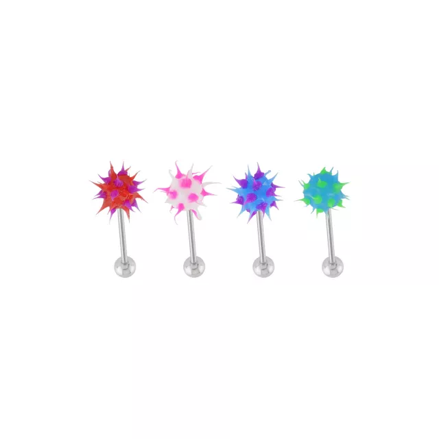 Multi-Pack Multi-Color Tickler Tongue Barbells 4 Pack - 14 Gauge at Spencer's