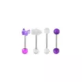 Multi-Pack Purple and White Butterfly Flower Titanium Barbells 4 Pack - 14 Gauge at Spencer's