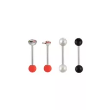 Multi-Pack CZ Red and Black Mushroom Titanium Barbells 4 Pack - 14 Gauge at Spencer's