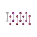 Multi-Pack CZ Flower Pink and Purple Barbells 8 Pack - 14 Gauge at Spencer's