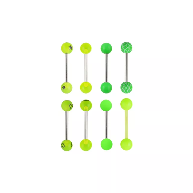 Multi-Pack Green Smiley Face and Star Barbells 8 Pack - 14 Gauge at Spencer's