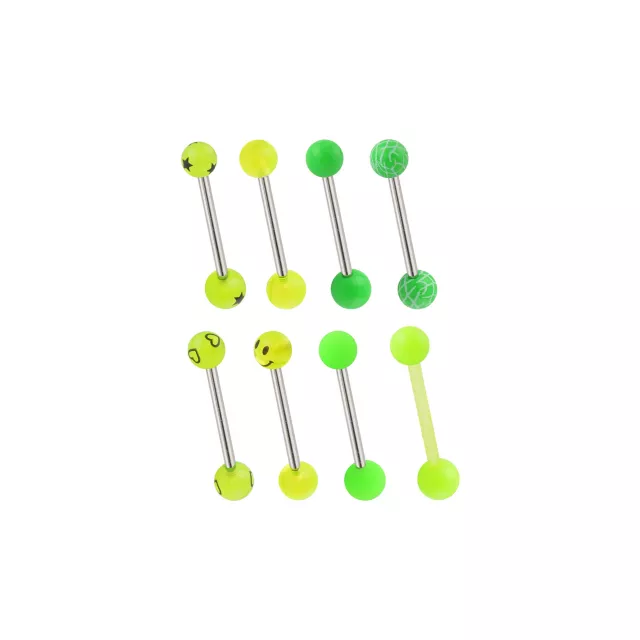 Multi-Pack Green Smiley Face and Star Barbells 8 Pack - 14 Gauge at Spencer's