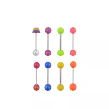 Multi-Pack Rainbow Heart Multi-Color Barbells 8 Pack - 14 Gauge at Spencer's