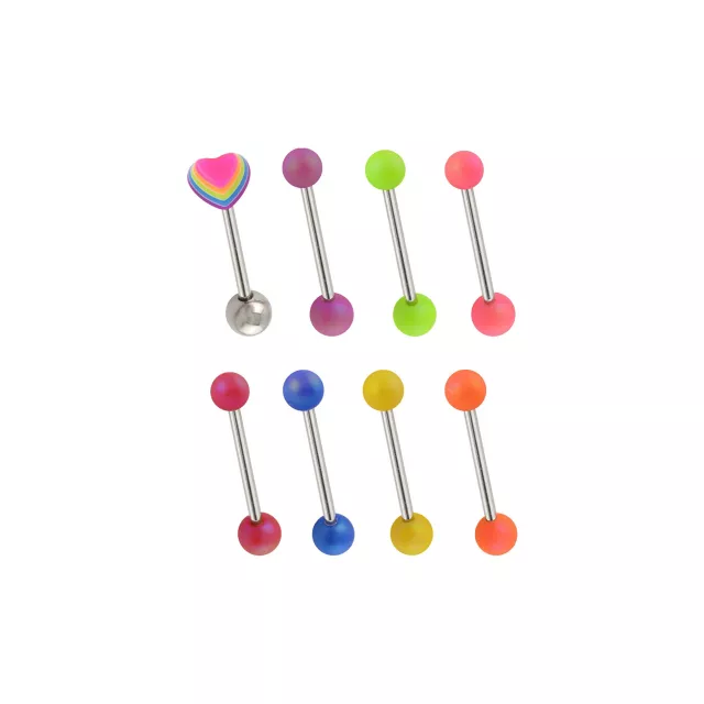 Multi-Pack Rainbow Heart Multi-Color Barbells 8 Pack - 14 Gauge at Spencer's