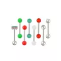 Multi-Pack CZ Green and Red Cherry Barbells 8 Pack - 14 Gauge at Spencer's
