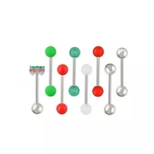 Multi-Pack CZ Green and Red Cherry Barbells 8 Pack - 14 Gauge at Spencer's