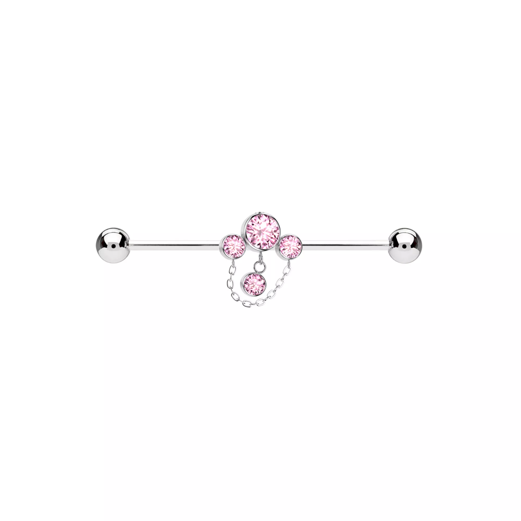 Pink CZ Titanium Industrial Barbell - 14 Gauge at Spencer's