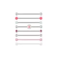 Multi-Pack Pink and Clear CZ Daisy Silver-Tone Industrial Barbells 8 Pack - 14 Gauge at Spencer's