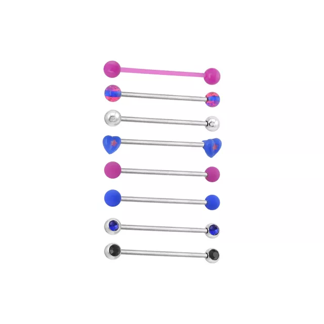 Multi-Pack Playful Pop Industrial Barbells 8 Pack - 14 Gauge at Spencer's