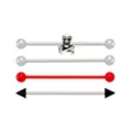 Multi-Pack Skull and Spike Red and Silver-Tone Titanium Industrial Barbells 4 Pack - 14 Gauge at Spencer's