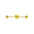 Fluted Heart Gold-Tone Industrial Barbell - 14 Gauge at Spencer's