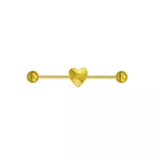 Fluted Heart Gold-Tone Industrial Barbell - 14 Gauge at Spencer's
