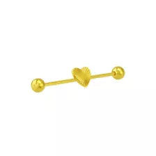 Fluted Heart Gold-Tone Industrial Barbell - 14 Gauge at Spencer's