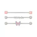 Multi-Pack Opal-Effect Butterfly Silver-Tone Industrial Barbells 3 Pack - 14 Gauge at Spencer's