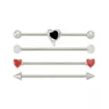 Multi-Pack Red and Black CZ Drip Heart Silver-Tone Titanium Industrial Barbells 4 Pack - 14 Gauge at Spencer's