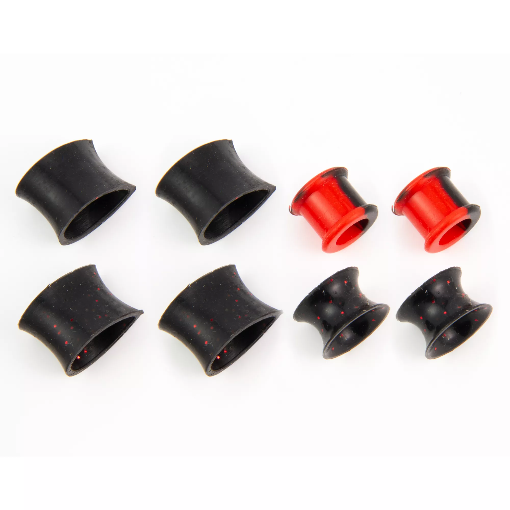 Multi-Pack Black and Red Teardrop Silicone Tunnels - 4 Pair