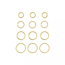 Multi-Pack Textured Gold-Tone Titanium Hoop Nose Rings 12 Pack - 20 Gauge at Spencer's
