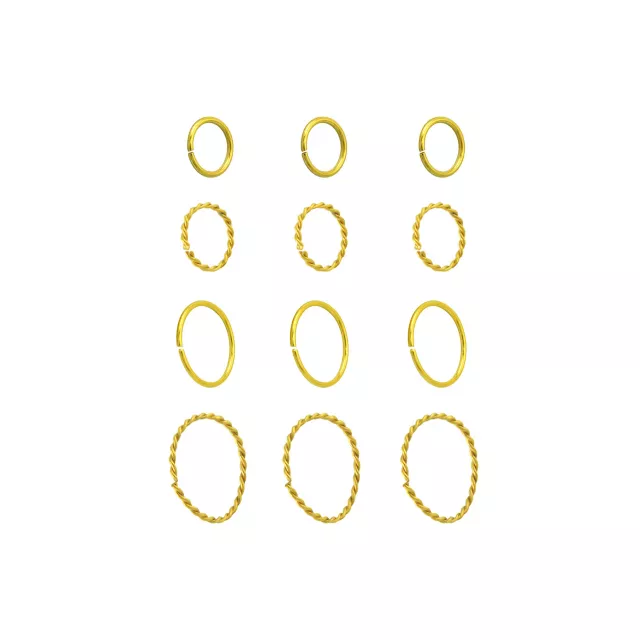 Multi-Pack Textured Gold-Tone Titanium Hoop Nose Rings 12 Pack - 20 Gauge at Spencer's