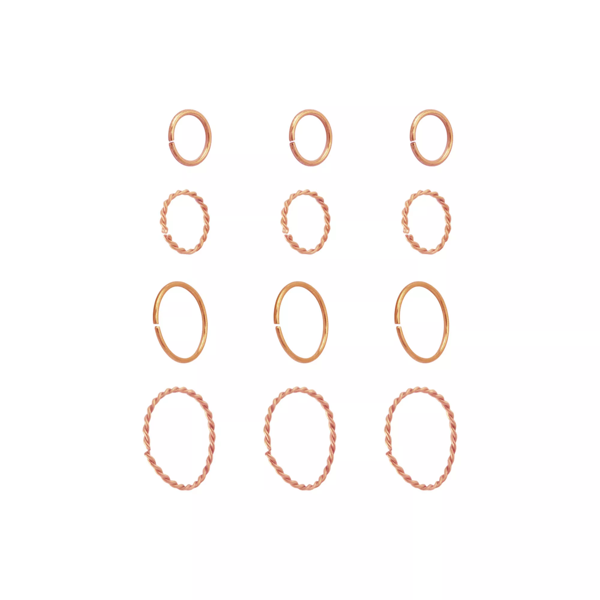 Multi-Pack Textured Rose Gold-Tone Titanium Hoop Nose Rings 12 Pack - 20 Gauge at Spencer's
