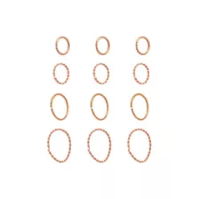 Multi-Pack Textured Rose Gold-Tone Titanium Hoop Nose Rings 12 Pack - 20 Gauge at Spencer's