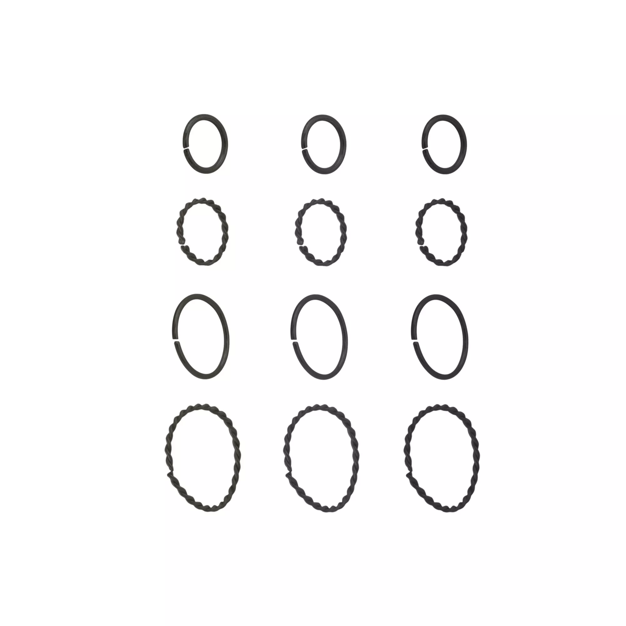Multi-Pack Black Textured Titanium Hoop Nose Rings 12 Pack - 20 Gauge at Spencer's