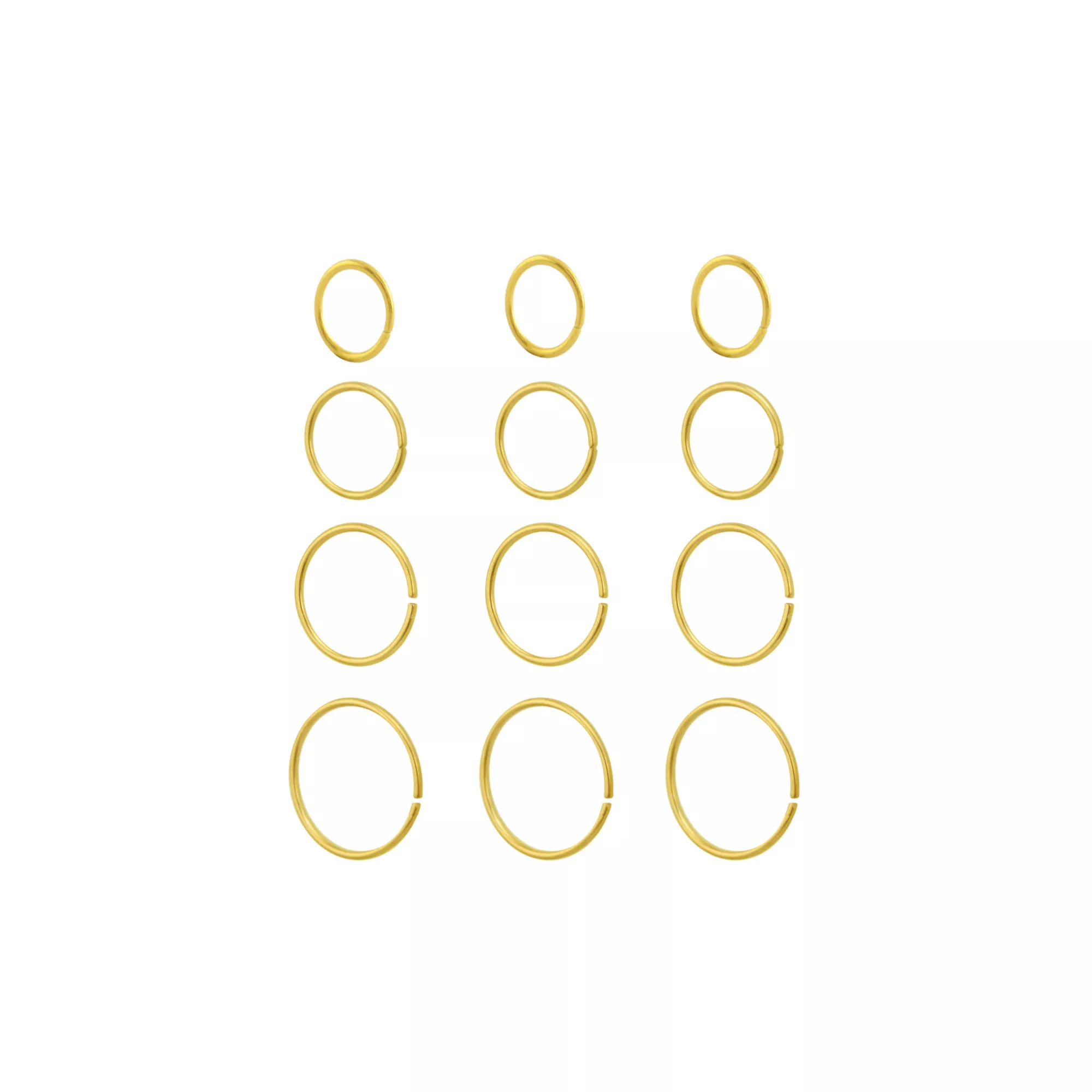 Multi-Pack Gold-Tone Titanium Hoop Nose Rings 12 Pack - 20 Gauge at Spencer's