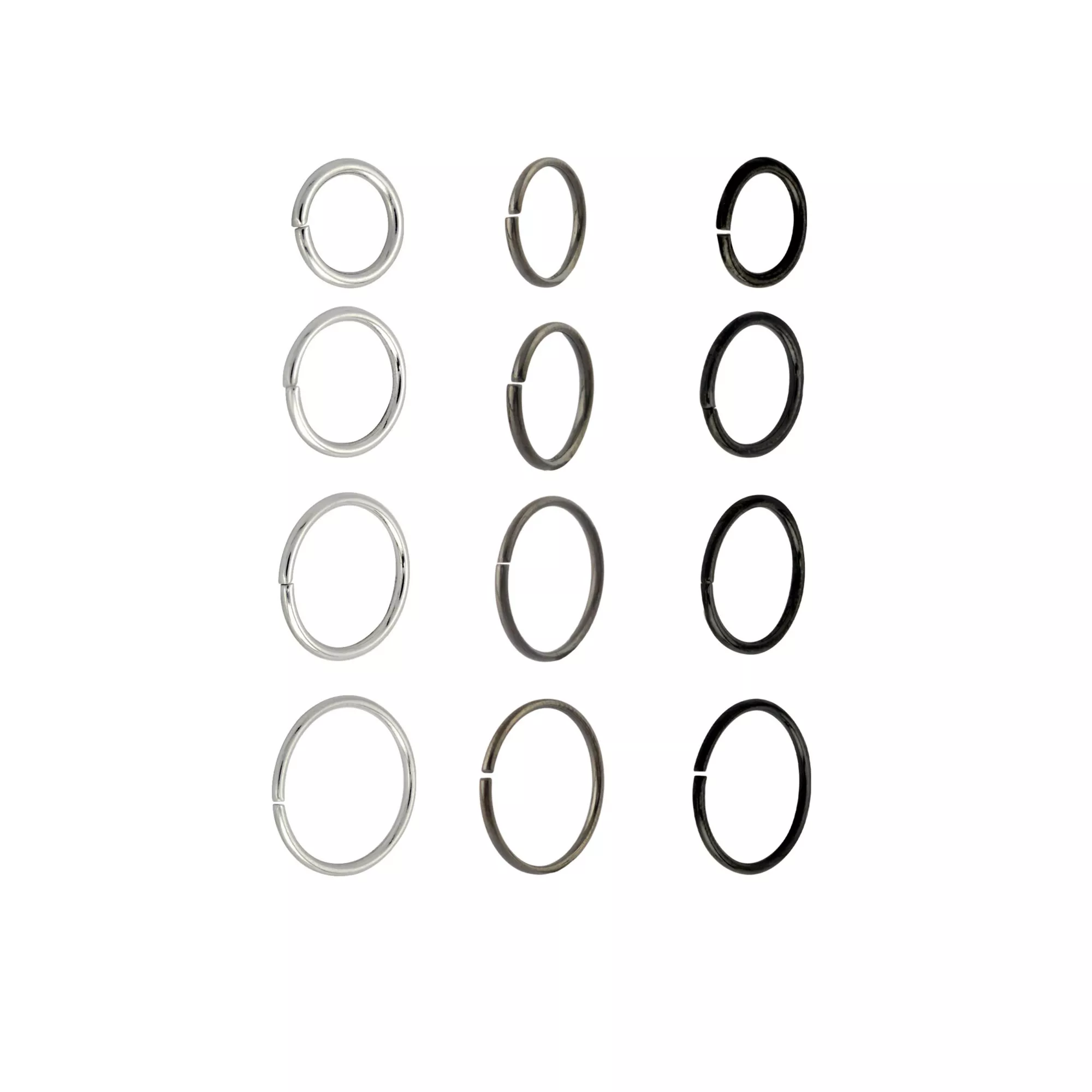 Multi-Pack Cool-Toned Mixed Metal Titanium Nose Hoops 12 Pack - 20 Gauge at Spencer's