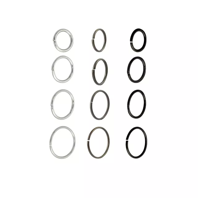 Multi-Pack Cool-Toned Mixed Metal Titanium Nose Hoops 12 Pack - 20 Gauge at Spencer's