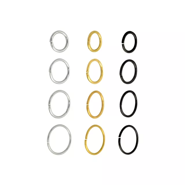 Multi-Pack Mixed Metal Titanium Nose Hoops 12 Pack - 18 Gauge at Spencer's