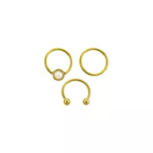 Multi-Pack Opal-Effect Round 14K Gold-Plated Septum Rings 3 Pack - 16 Gauge at Spencer's