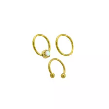 Multi-Pack Opal-Effect Round 14K Gold-Plated Septum Rings 3 Pack - 16 Gauge at Spencer's