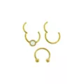 Multi-Pack Opal-Effect Round 14K Gold-Plated Septum Rings 3 Pack - 16 Gauge at Spencer's