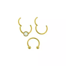 Multi-Pack Opal-Effect Round 14K Gold-Plated Septum Rings 3 Pack - 16 Gauge at Spencer's