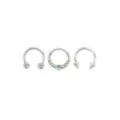 Multi-Pack Iridescent CZ Silver-Tone Titanium Septum Rings 3 Pack - 16 Gauge at Spencer's