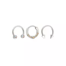Multi-Pack Iridescent CZ Silver-Tone Titanium Septum Rings 3 Pack - 16 Gauge at Spencer's